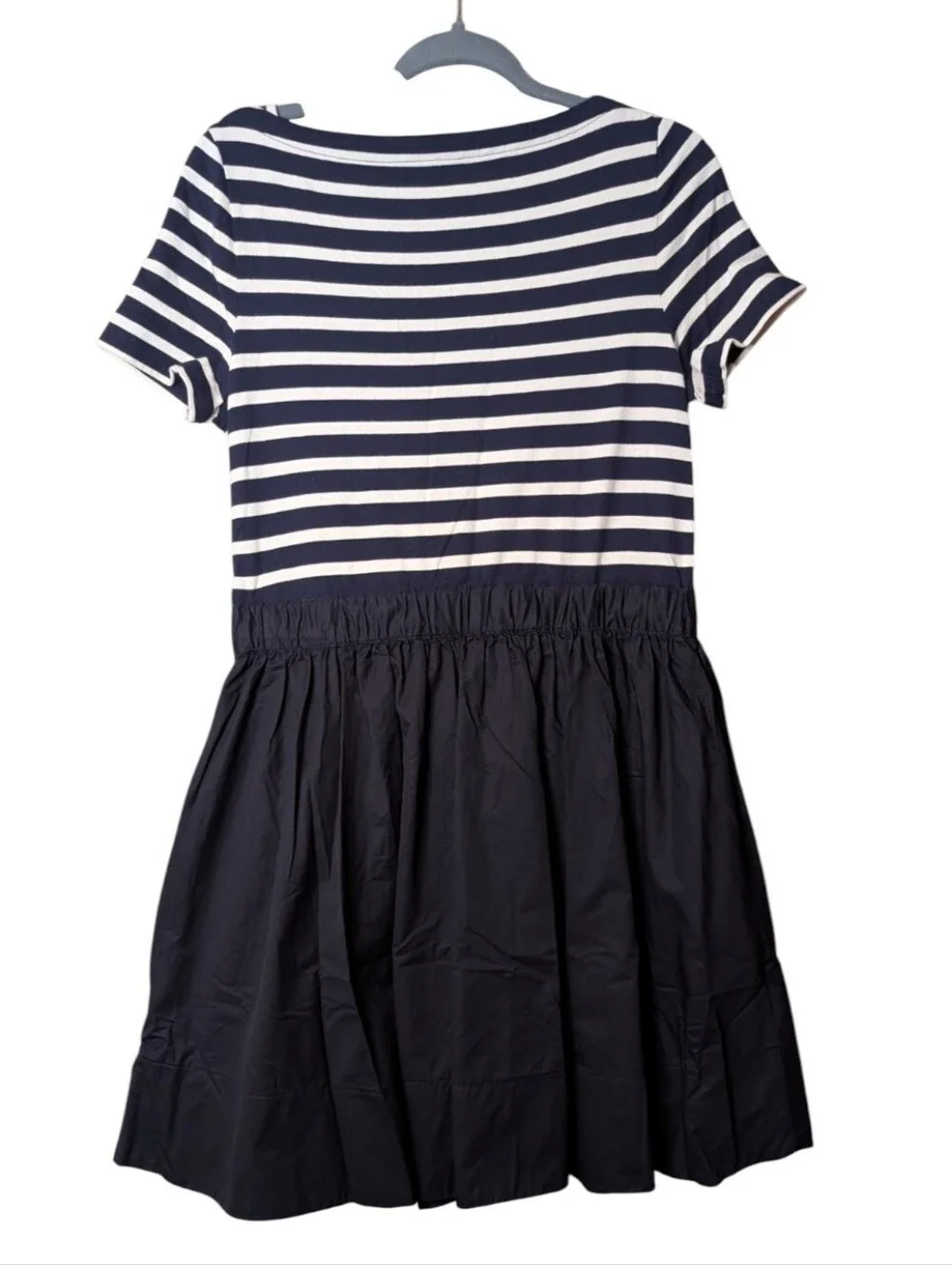 Kate Spade Broome Street Striped Mixed Media Fit & Flare Dress Navy Blue Medium